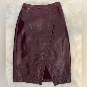 Elegant Burgundy Faux Leather Skirt